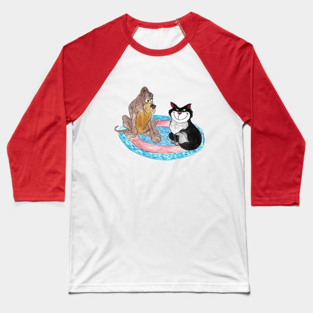 Dog Cat watercolour illustration for children Baseball T-Shirt by Le petit fennec